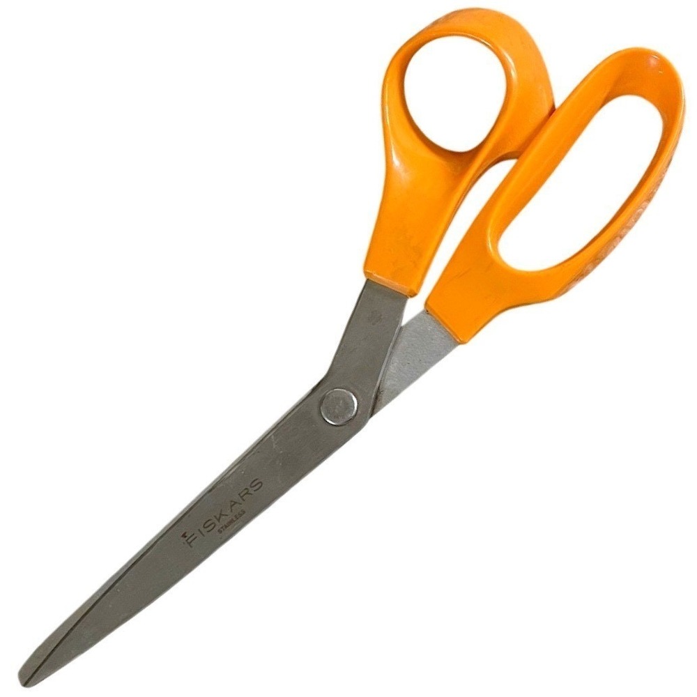 Vintage FISKARS 88 Stainless Steel Scissors Sewing‎ Craft USA 8in Orange Handle